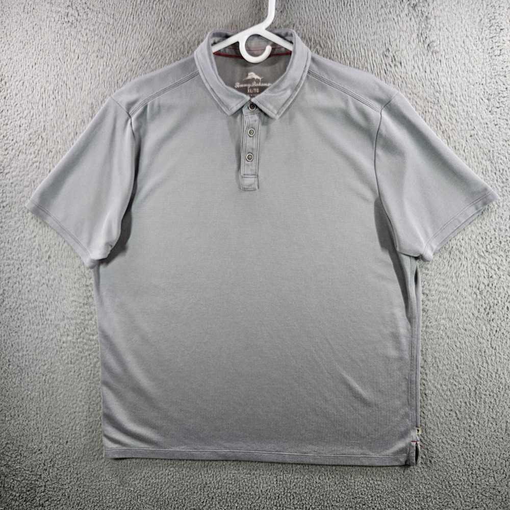 Tommy Bahama Mens XL Gray Tencel Modal Blend Short Sleeve Polo Shirt Marlin Logo